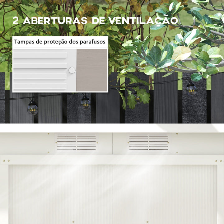 Abrigo de Jardim 280x130x172 cm Abrigo de Exterior de Aço Galvanizado com Porta Corredeira e Ventilações para Armazenamento de Ferramentas Cinza