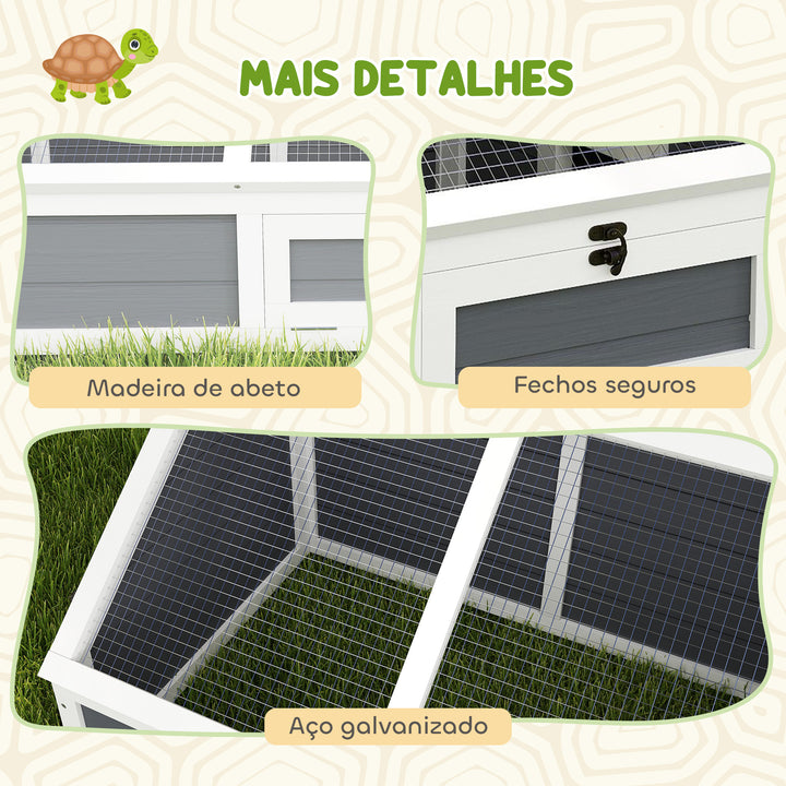 Casa para Tartarugas em Madeira Terrário para Répteis sem Base com Tampas Articuladas Porta Frontal com Pestilhas de Segurança 120x55x50 cm Cinza Claro