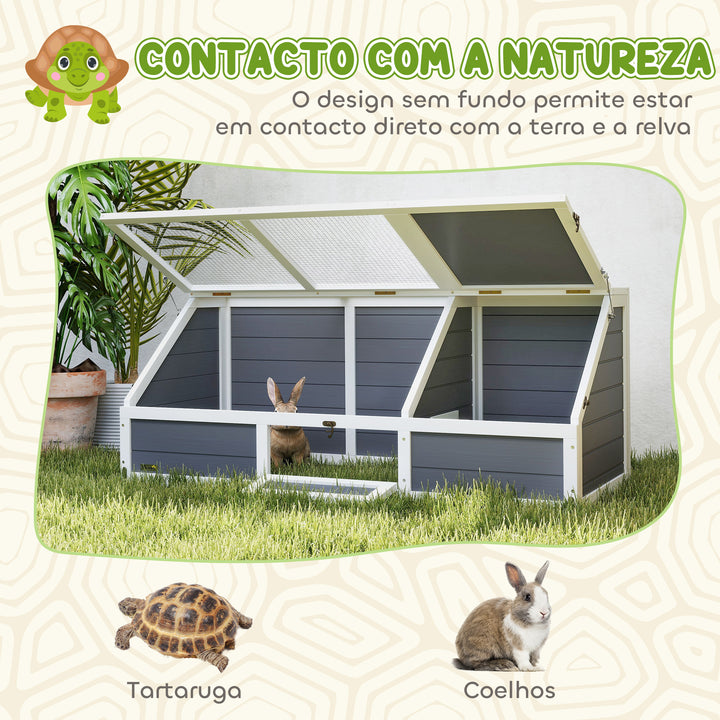 Casa para Tartarugas em Madeira Terrário para Répteis sem Base com Tampas Articuladas Porta Frontal com Pestilhas de Segurança 120x55x50 cm Cinza Claro