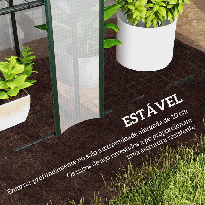 Estufa Pequena Estufa de Exterior com Prateleiras de 3 Níveis Portas com Fecho de Correr e Estrutura de Aço Estufa para Cultivar Plantas Flores 215x46x151 cm Branco