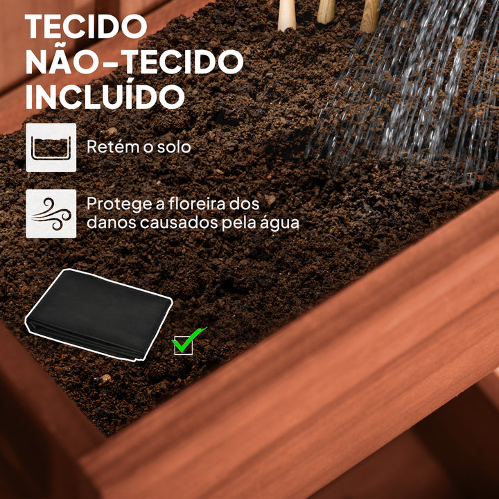 Floreira de Parede com Treliça Floreira Vertical de Madeira com 4 Vasos Móveis e Orifício de Drenagem para Jardim Varanda Pátio 60x16x80 cm Castanho