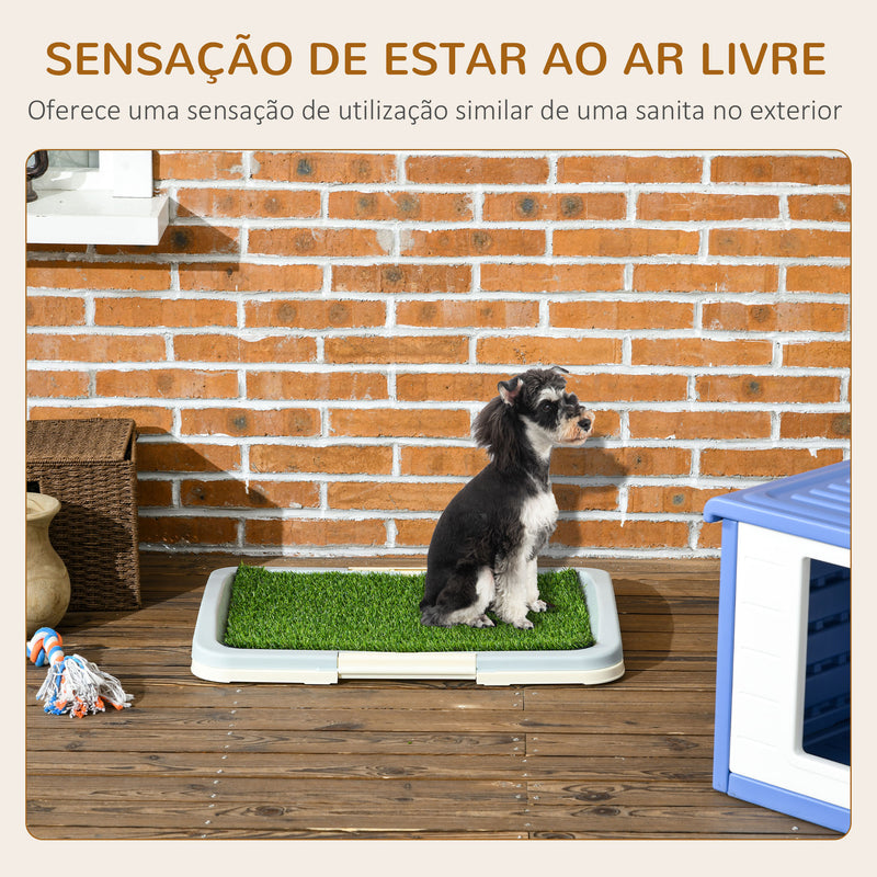 Sanita para Cães com Relva Artificial Grade e Bandeja Desmontável para Adestramento de Cães em Exterior e Interior 63x48,5x6 cm Multicor