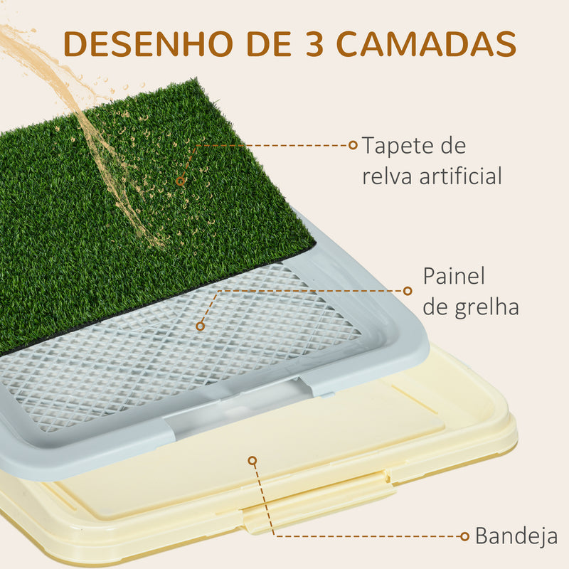 Sanita para Cães com Relva Artificial Grade e Bandeja Desmontável para Adestramento de Cães em Exterior e Interior 63x48,5x6 cm Multicor