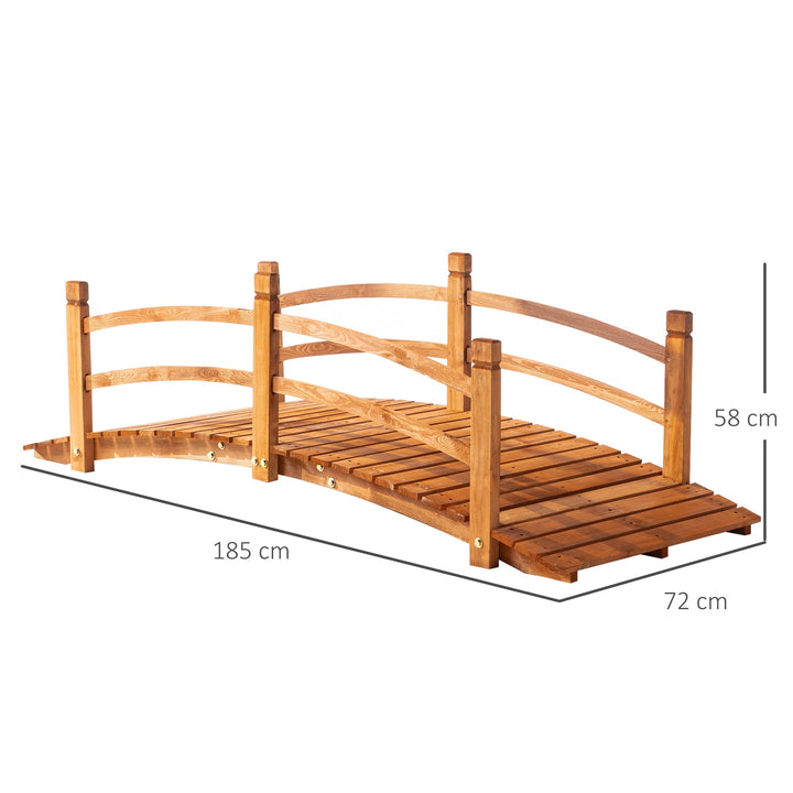 Ponte de Madeira com Corrimão Ponte de Jardim para Decoração para Pátio Carga Máxima 200 kg 185x72x58 cm Madeira
