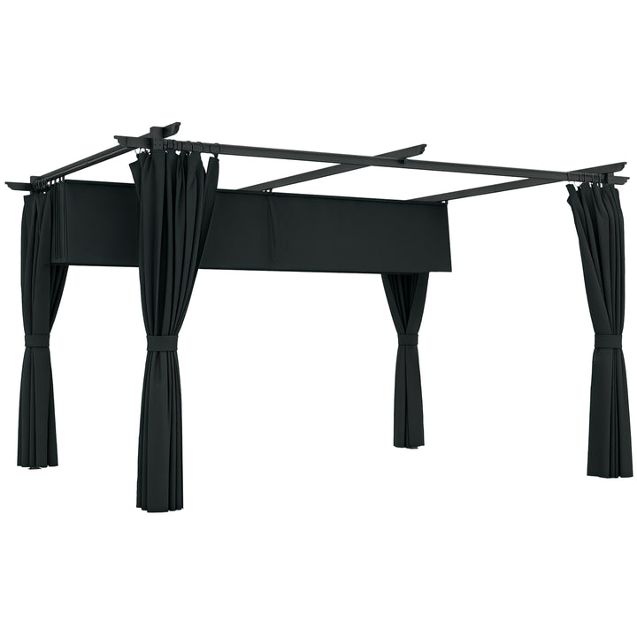 Pérgola com Teto Retrátil 3,9x3x2,2 m Pérgola de Alumínio com Paredes Laterais Tecido de Poliéster Anti UV Resistente a Água Pérgola para Jardim Pátio Cinzento