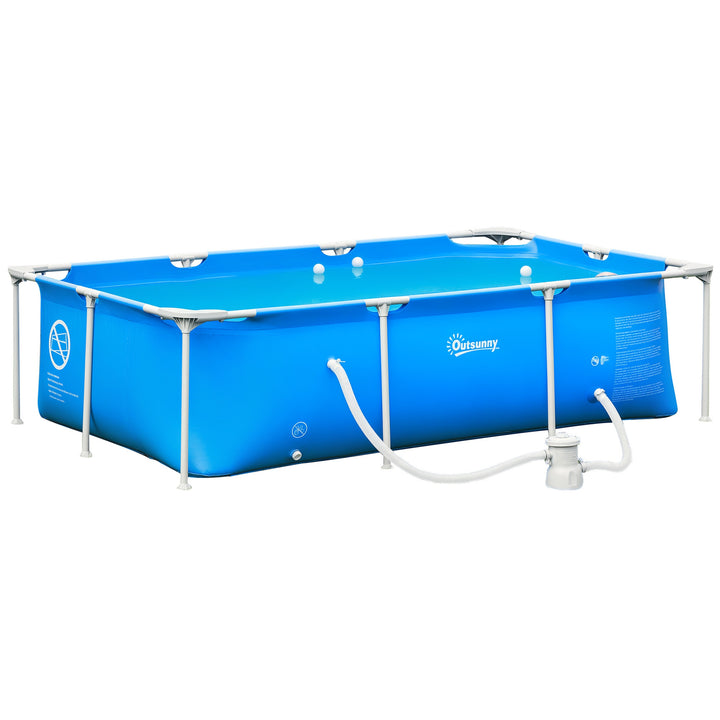 Piscina Desmontável Tubular 252x152x65cm com Depuradora de Cartucho Piscina Retangular de Exterior para Adultos e Crianças 2.163L Azul