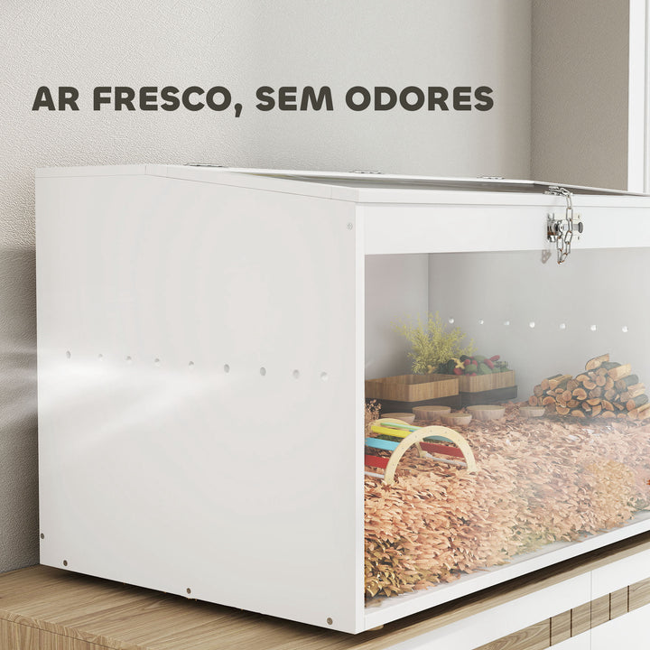 Gaiola para Hamster Casa para Animais Pequenos com Tampa Abatível e Janela de Acrílico Transparente para Hamsters Anões e Gerbos Pequenos 80x50x50 cm Branco