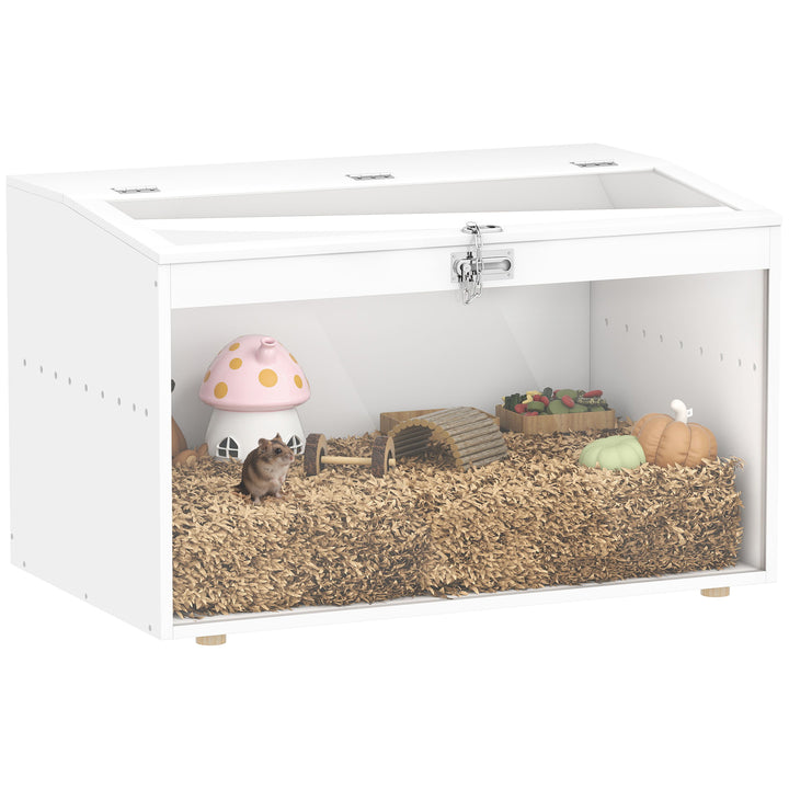 Gaiola para Hamster Casa para Animais Pequenos com Tampa Abatível e Janela de Acrílico Transparente para Hamsters Anões e Gerbos Pequenos 80x50x50 cm Branco