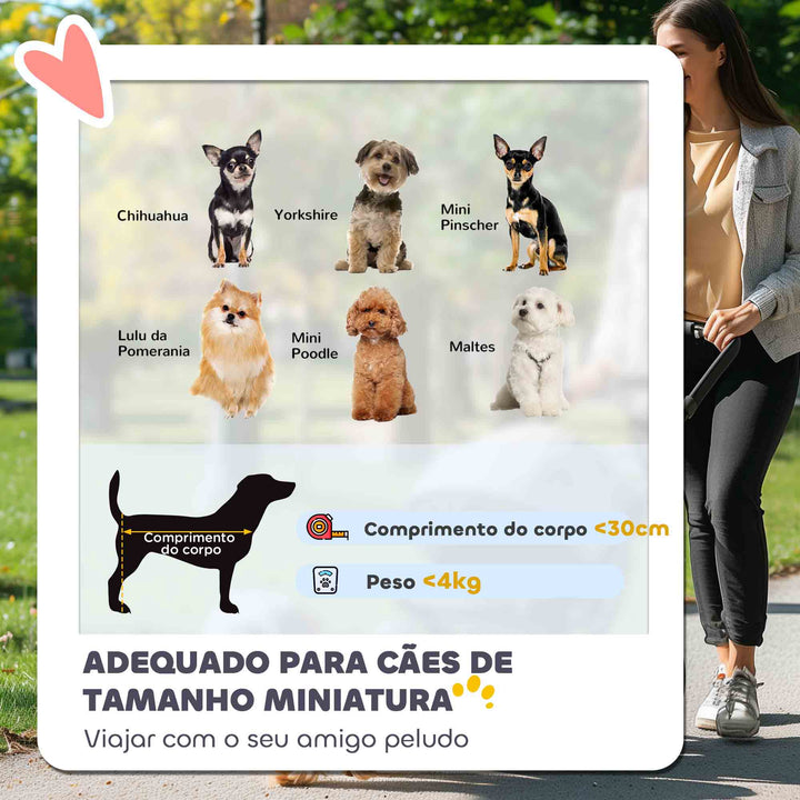 Carrinho para Cães Pequenos com Estrutura Compacta Carrinho Dobrável com Colchão Lavável Suporte para Copos Janelas de Rede e Bolsa de Arrumação 76x44x103 cm Creme