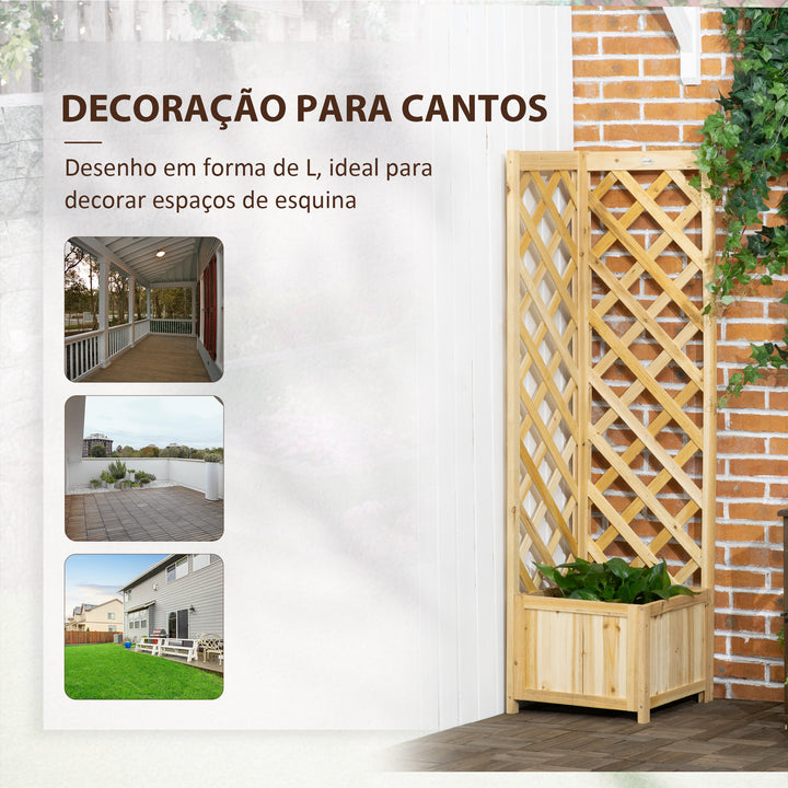 Floreira com Treliça de Madeira para Exterior, Elevada para Plantas Trepadeiras em Jardim ou Terraço 40x40x145 cm Madeira