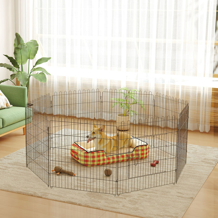 Parque para cães e outros animais de estimação com 8 vedações 71x61 cm Metal