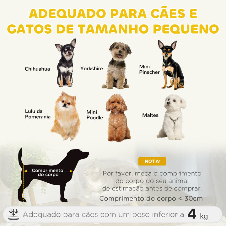 Cama Elevada para Cães Cama para Cães Mini com Almofada Lavável e Estrutura de Madeira e Almofadas Antiderrapantes para Interior Ø40,5x33 cm Cinza