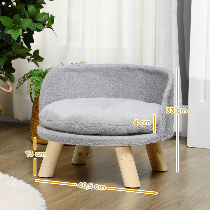 Cama Elevada para Cães Cama para Cães Mini com Almofada Lavável e Estrutura de Madeira e Almofadas Antiderrapantes para Interior Ø40,5x33 cm Cinza