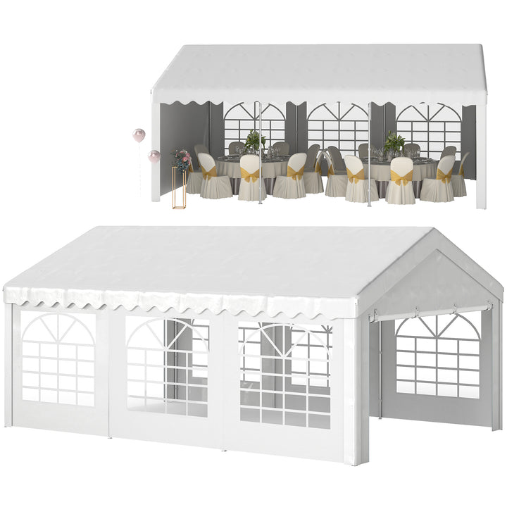Tenda para Festas 6x4x2,8m Tenda de Jardim com 4 Paredes Laterais Aço e Poliéster Branco