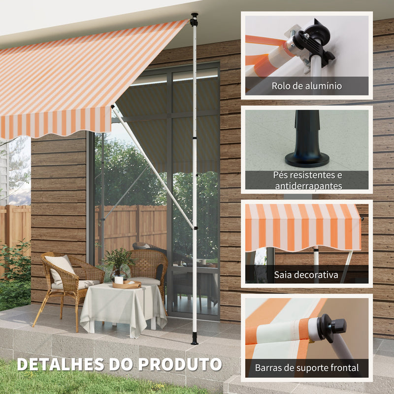 Toldo Manual Retrátil para Exterior 300x150x170-280cm Toldo Enrolável Altura Ajustável com Manivela Proteção Solar para Terraço Balcão Jardim Amarelo