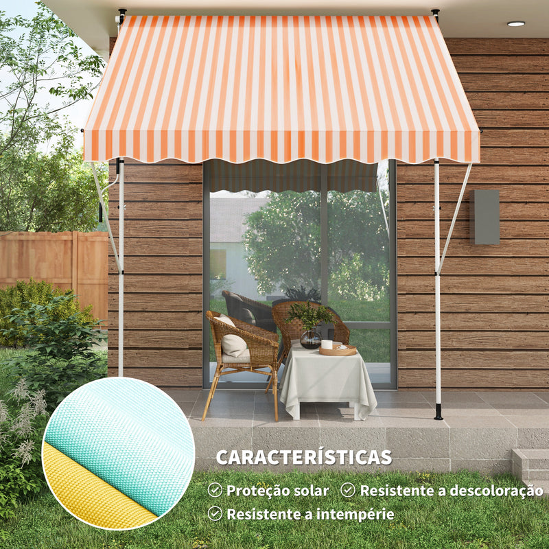 Toldo Manual Retrátil para Exterior 300x150x170-280cm Toldo Enrolável Altura Ajustável com Manivela Proteção Solar para Terraço Balcão Jardim Amarelo