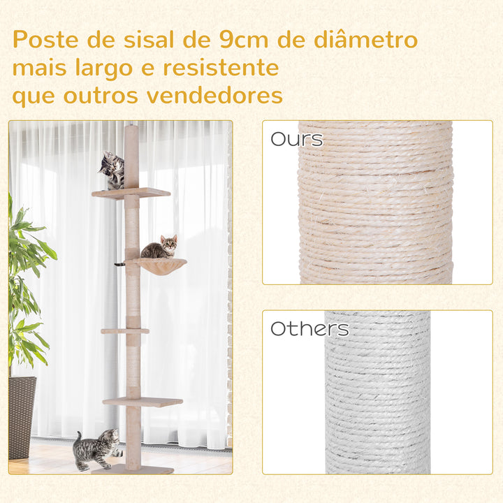 Árvores com Plataformas para Gatos arranhador para gatos Brinquedo para Gatos Carga de 15kg Bege