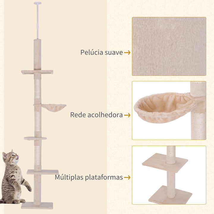 Árvores com Plataformas para Gatos arranhador para gatos Brinquedo para Gatos Carga de 15kg Bege