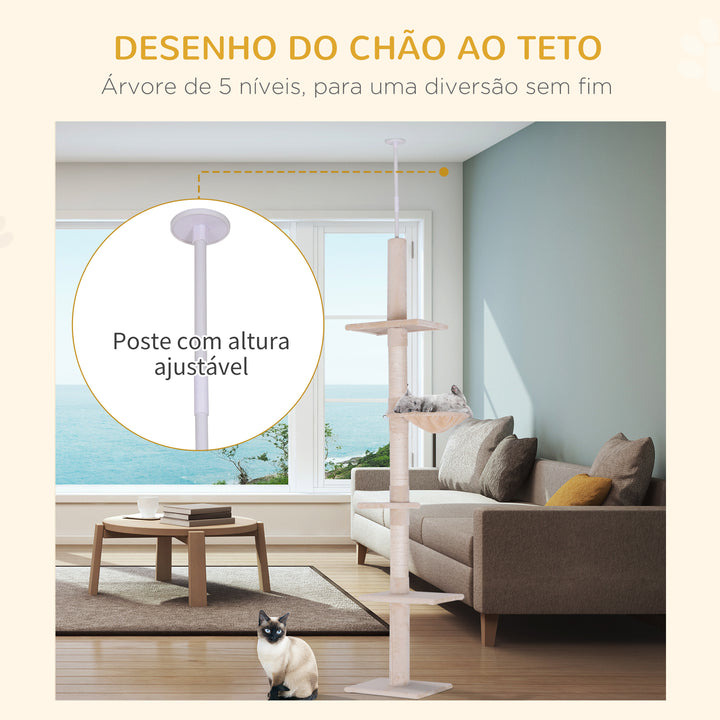 Árvores com Plataformas para Gatos arranhador para gatos Brinquedo para Gatos Carga de 15kg Bege