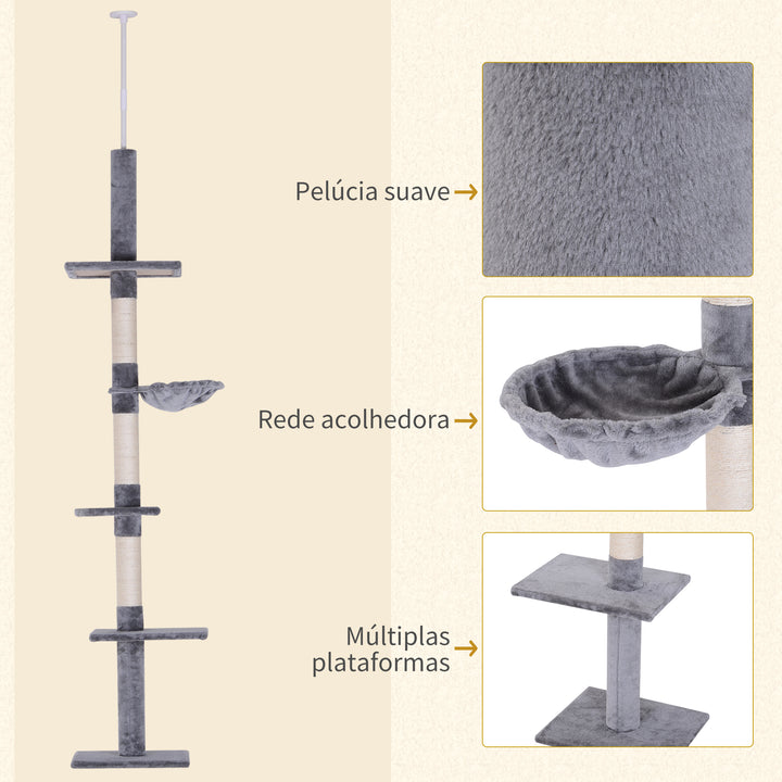 Árvore com Plataforma para Gatos arranhador para gatos Brinquedo para Gatos Carga de 15kg Cinza