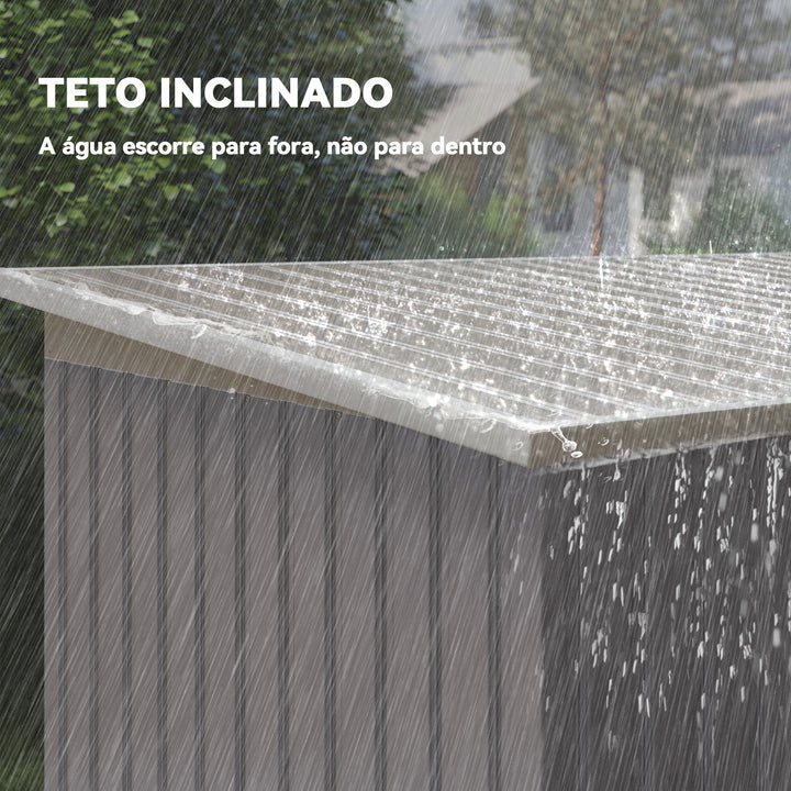 Abrigo de Jardim 280x130x172 cm Abrigo de Exterior de Aço Galvanizado com Porta Corredeira e Ventilações para Armazenamento de Ferramentas Cinza