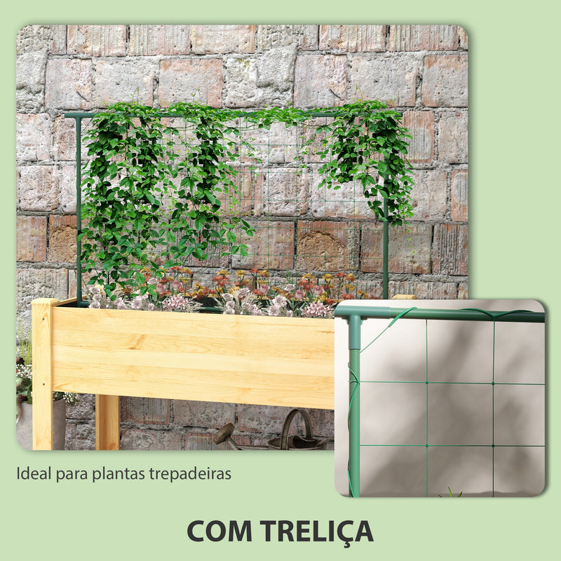 Horta Vertical Elevada com Treliça Mesa de Cultivo Horta Elevada para Plantas Trepadeiras Flores Carga Máxima 300 kg 120x60x75 cm Madeira