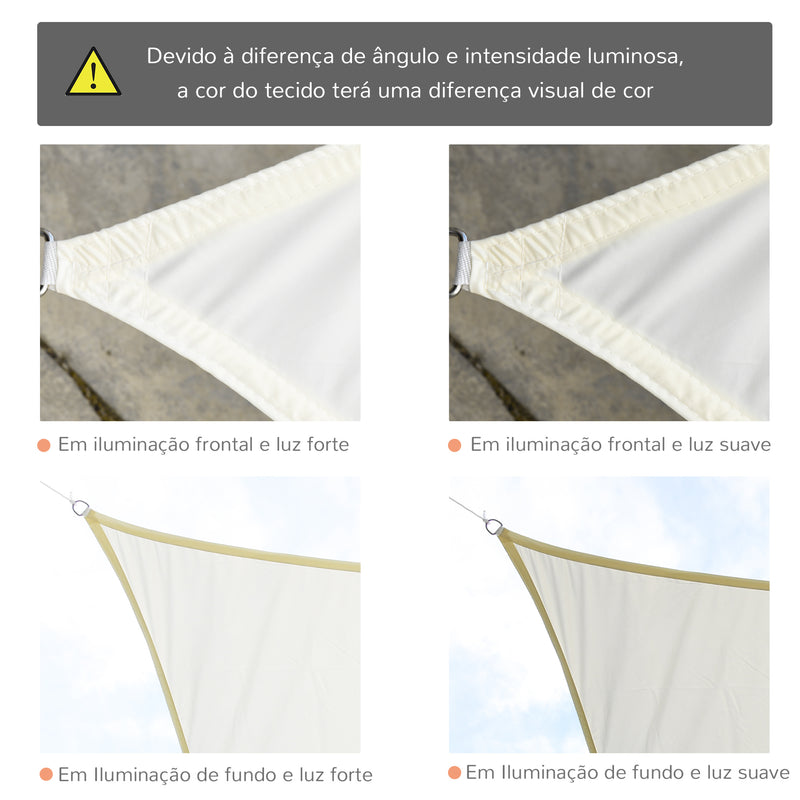 Vela de Sombra Retangular 3x4 m Toldo Vela de Poliéster com Proteção UV Aneis em Forma de D e Cordas para Jardim Pátio Piscina Creme