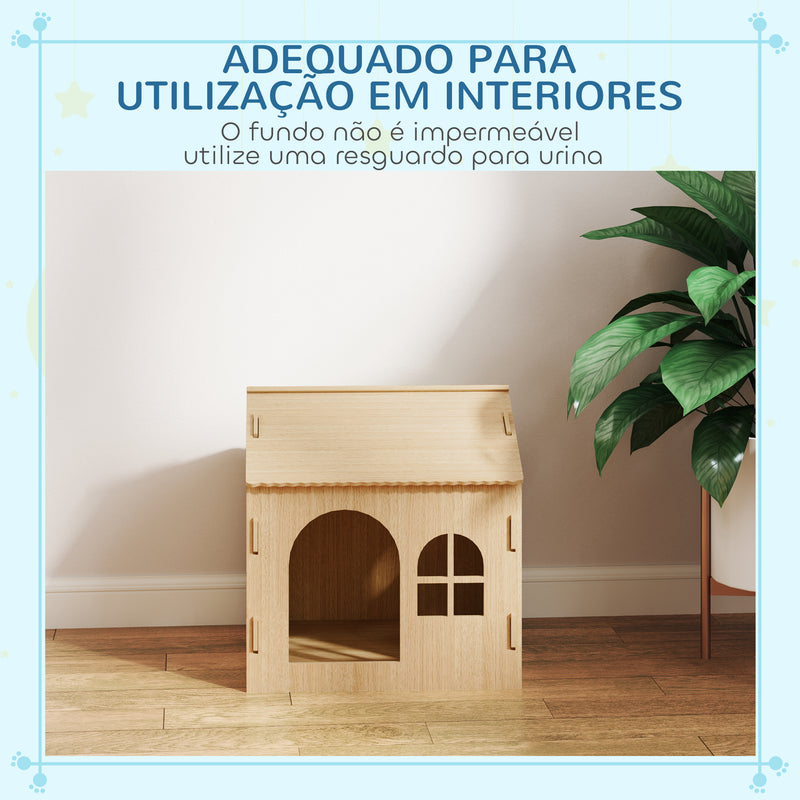 Casota para Cães Casa para Cães para Interior com Janelas Desenho de Patas Ocas Casa para Cães e Gatos 49,5x41x51 cm Madeira