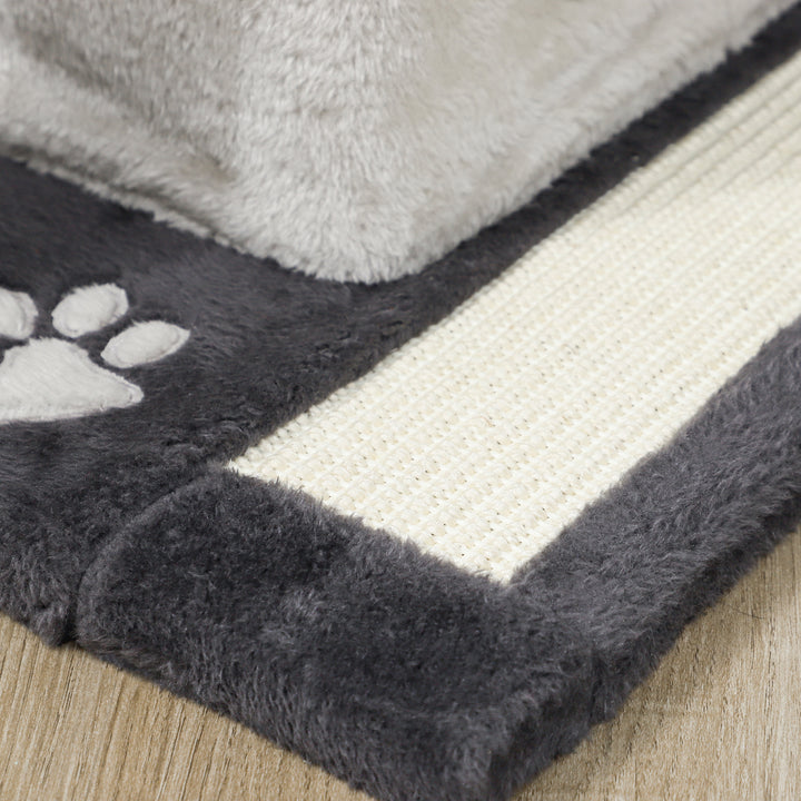 Arranhador para Gatos com Altura de 85 cm Torre de Escalada com Plataformas Caverna Postes Arranhadores Tapete de Sisal e Bolas Cinzento Claro e Preto