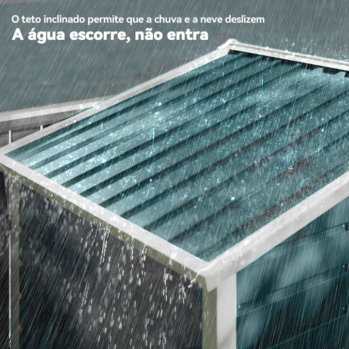Abrigo de Jardim Exterior 2,36m² 213x120x194 cm Abrigo de Exterior com Base Reforçada (Piso NÃO Incluído) Portas de Correr Duplas Fechadura Janelas Verde
