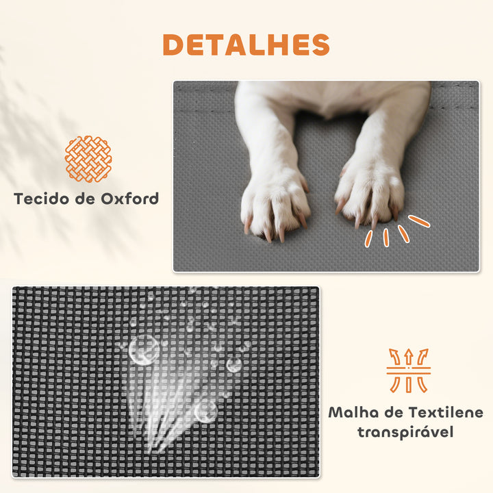 Cama elevada para animais de estimação Portátil com tecido respirável de toldo removível para interior e exterior 122x92x108 cm cinza