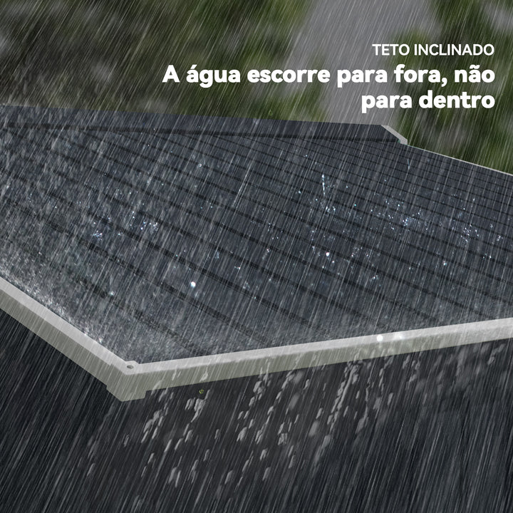 Abrigo de Jardim Exterior Abrigo e Jardim Metálico para Armazenamento de Ferramentas com Base Incluída e 4 Janelas 277x195x192cm Cinza Escuro