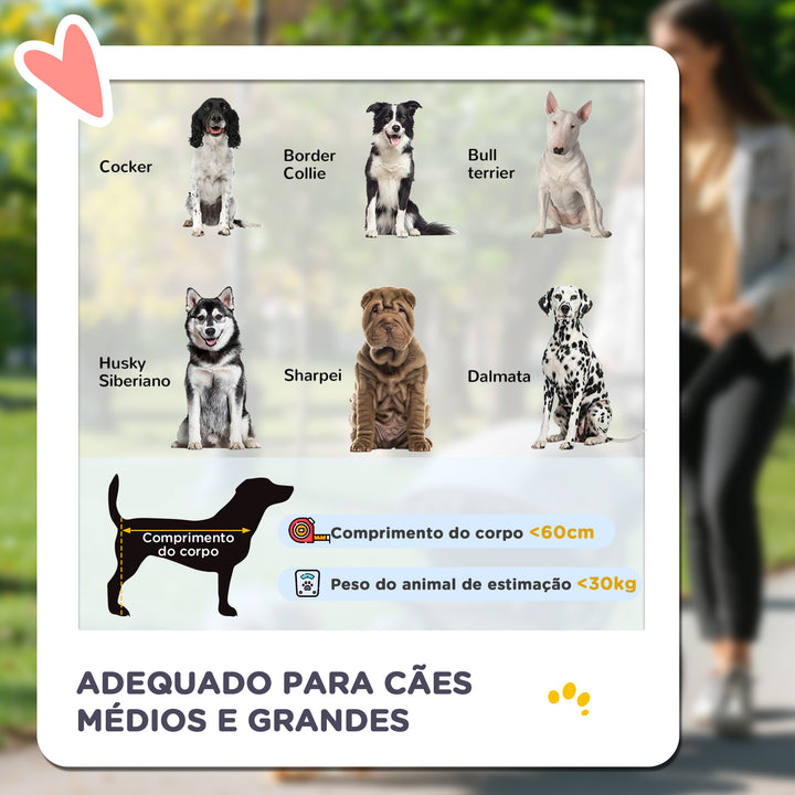 Carrinho para Cães Dobrável Carrinho para Animais de Estimação com Janelas de Malha Cinto de Segurança e Bolsos de Armazenamento Carga Máxima 40 kg 112x65x100 cm Cinzento
