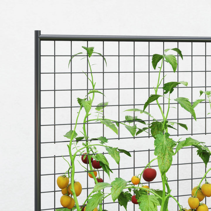 Caixa de Plantio Grande de Exterior Caixa de Plantio de Aço Galvanizado com Treliça para Plantas Trepadeiras e Fundo Aberto para Pátio Varanda 80x115x125 cm Cinza Escuro