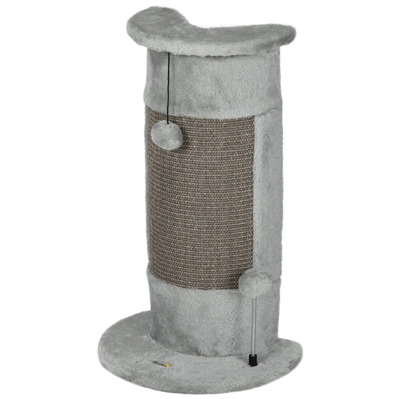 Poste de Arranhar para Gatos 58 cm Arranhador para Gatos com Poste de Sisal e Bolas Suspensas 34x25,5x58 cm Cinza