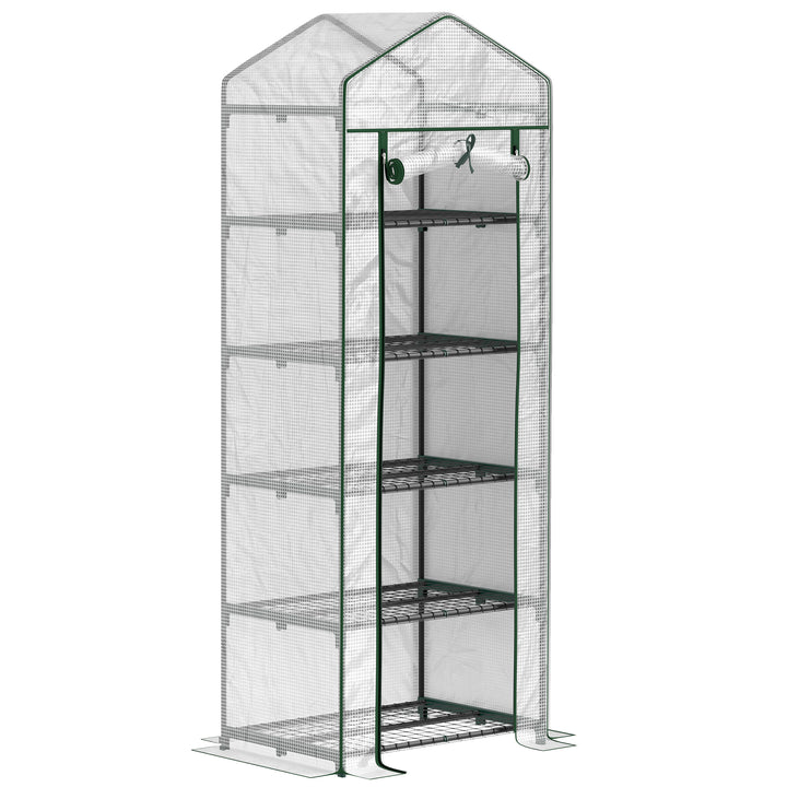Estufa de Jardim Vertical 69x49x193 cm com 5 Prateleiras Estufa para Plantas e Cultivos com Cobertura Transparente de PE e Aço Verde
