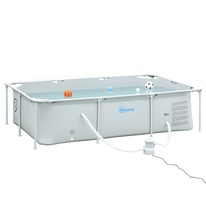 Piscina Desmontável Tubular 252x152x65cm com Depuradora de Cartucho Piscina Retangular de Exterior para Adultos e Crianças 2.163L Cinza