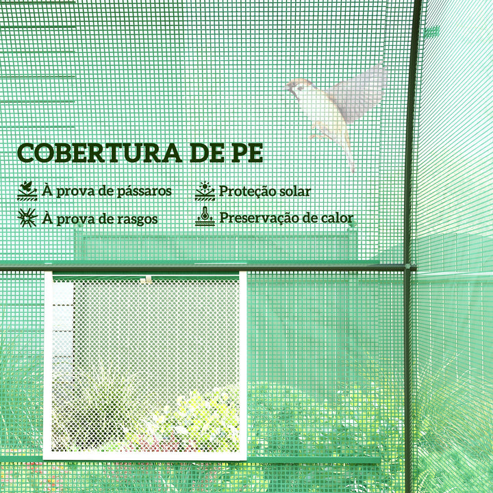 Estufa Verde Transparente Aço Polietileno PE 250 x 200 x 200 cm