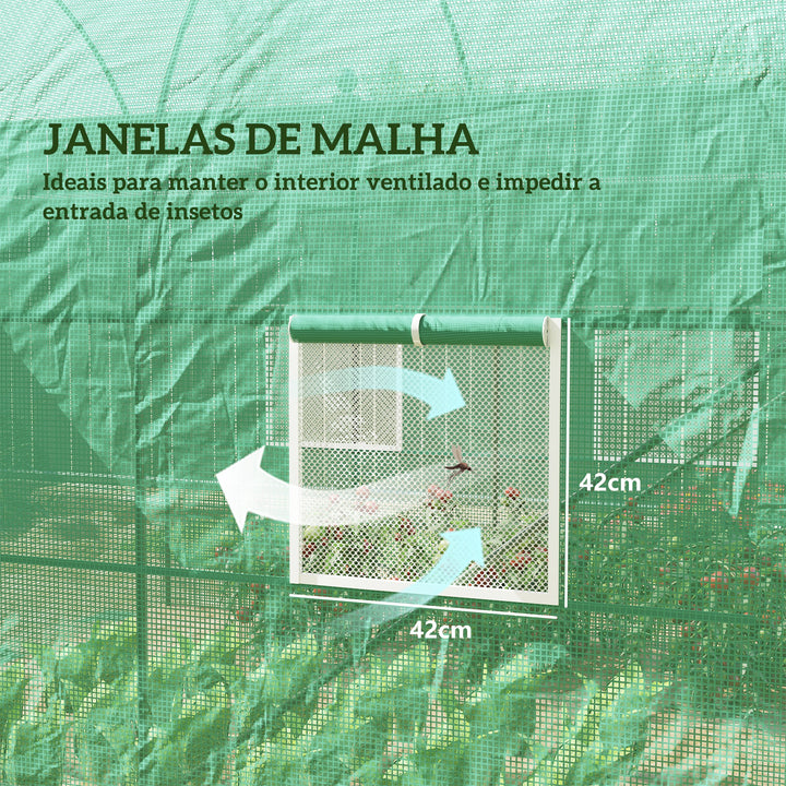 Estufa Verde Transparente Aço Polietileno PE 250 x 200 x 200 cm