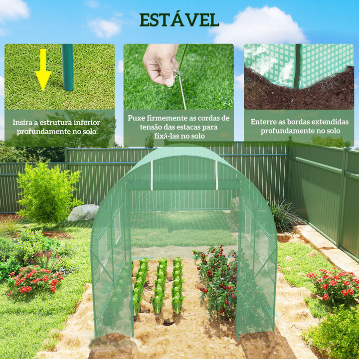 Estufa Verde Transparente Aço Polietileno PE 250 x 200 x 200 cm