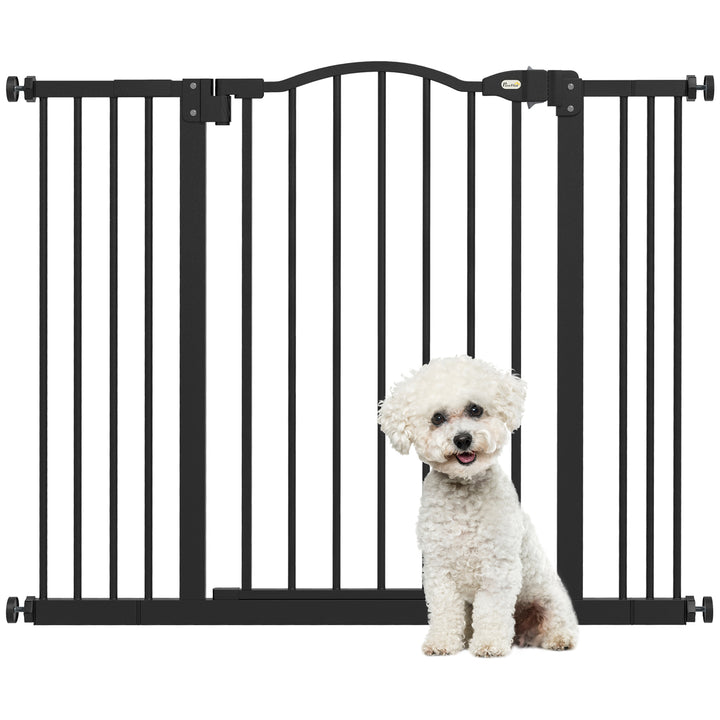 Barreira de Segurança para Cães Barreira com Largura Ajustável 74-100 cm Barreira para Cães com Extensões para Escadas e Portas Preto