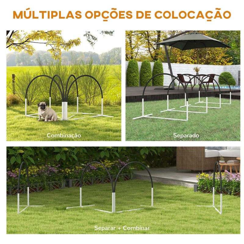 Conjunto de Treino de Agilidade para Cães de 4 Peças Jogo de Agilidade para Cães com Bolsa de Transporte 89x69x99 cm Preto