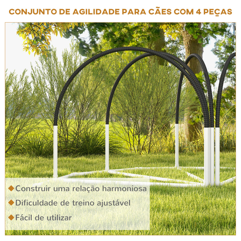 Conjunto de Treino de Agilidade para Cães de 4 Peças Jogo de Agilidade para Cães com Bolsa de Transporte 89x69x99 cm Preto