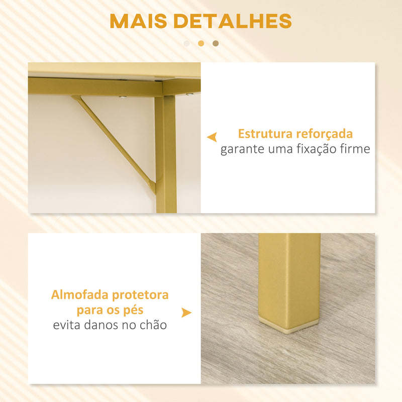 Mesa de console com gaveta e prateleira aberta Estilo moderno Móveis de Corredor para corredor Sala de estar 80x30x80,5 cm Ouro branco