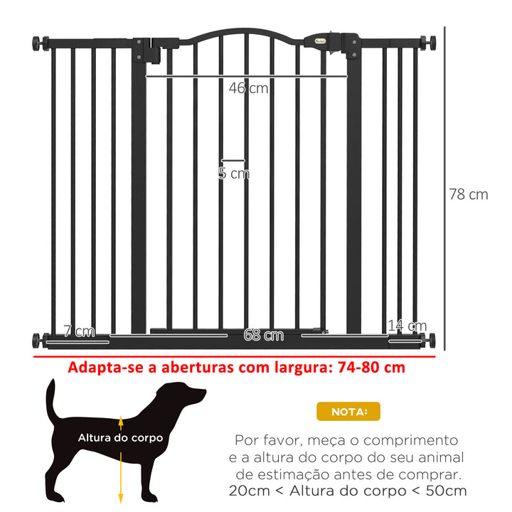 Barreira de Segurança para Cães Barreira com Largura Ajustável 74-100 cm Barreira para Cães com Extensões para Escadas e Portas Preto