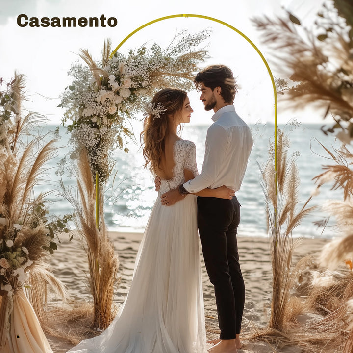 Arco de Jardim de Metal para Rosas Arco de Casamento com Revestimento em Pó Resistente às Intempéries para Plantas Trepadoras para Decoração Patio 120x40x220 cm Dourado