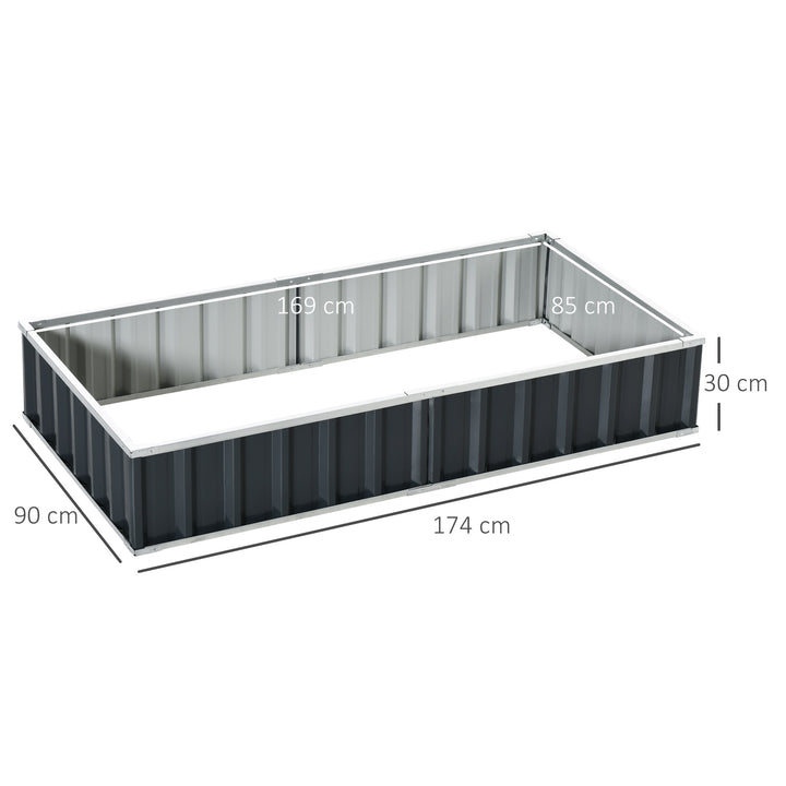 Caixa de Plantio de Aço Inclui Luvas Caixa de Plantio Retangular para Cultivos de Plantas e Flores para Terraço Balcão Exterior 174x90x30 cm Cinza