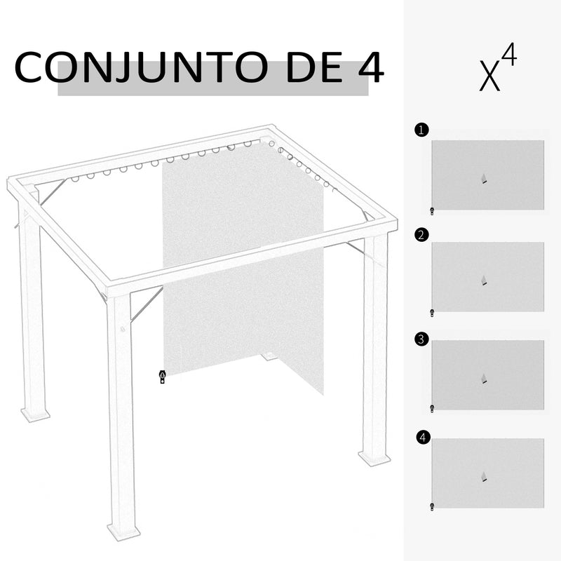 4 Paredes Laterais para Tenda 352x205 cm Laterais para Tenda Universal com Ganchos e Argola em C para Tenda de Jardim Terraço Bege