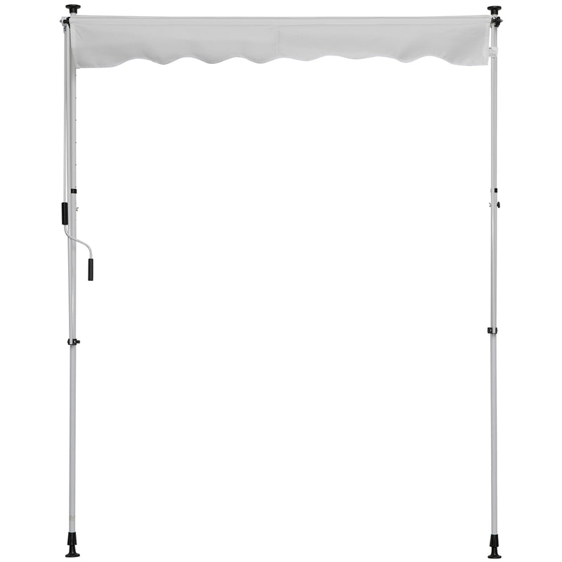 Toldo Manual Retrátil 200x150 cm com Manivela de Alumínio Ângulo Ajustável Proteção Solar para Varanda Jardim Pátio Branco