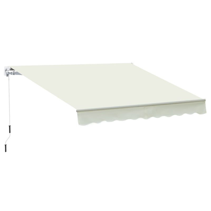 Toldo Manual 395x245 cm Toldo de Varanda Pátio com Manivela de Alumínio e Tecido de Poliéster 280 g/m² Branco